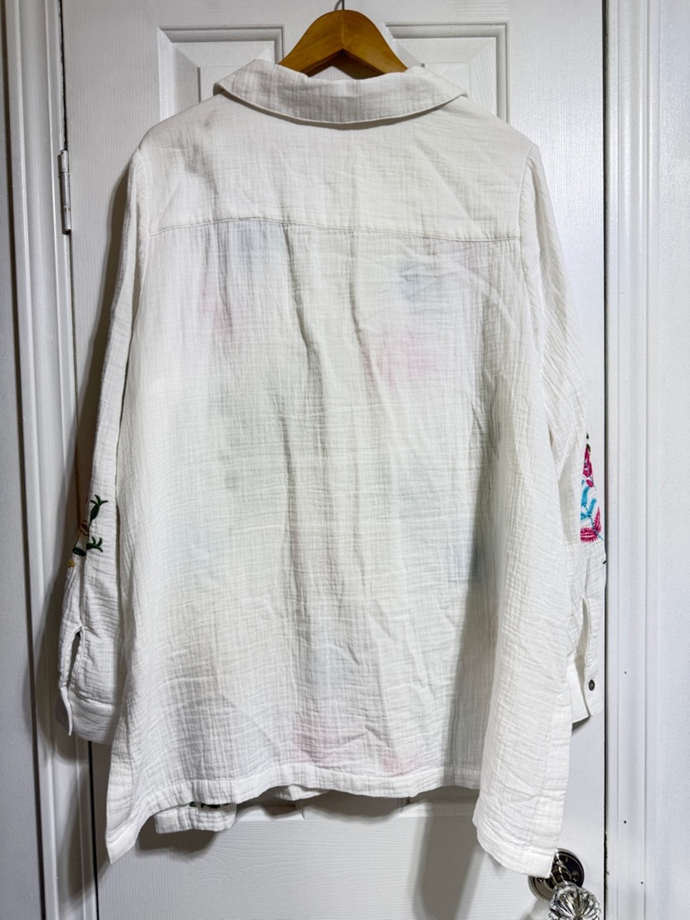 Soft Surroundings Escambia Gauze Tunic Shirt Embroidered Sea Life beach XL - Picture 6 of 9